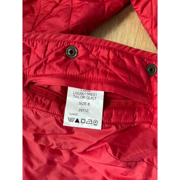 Barbour Flyweight Cavalry Quilted Jacket Red Snap Button Zip Tailor Women US 4 - Picture 7 of 10